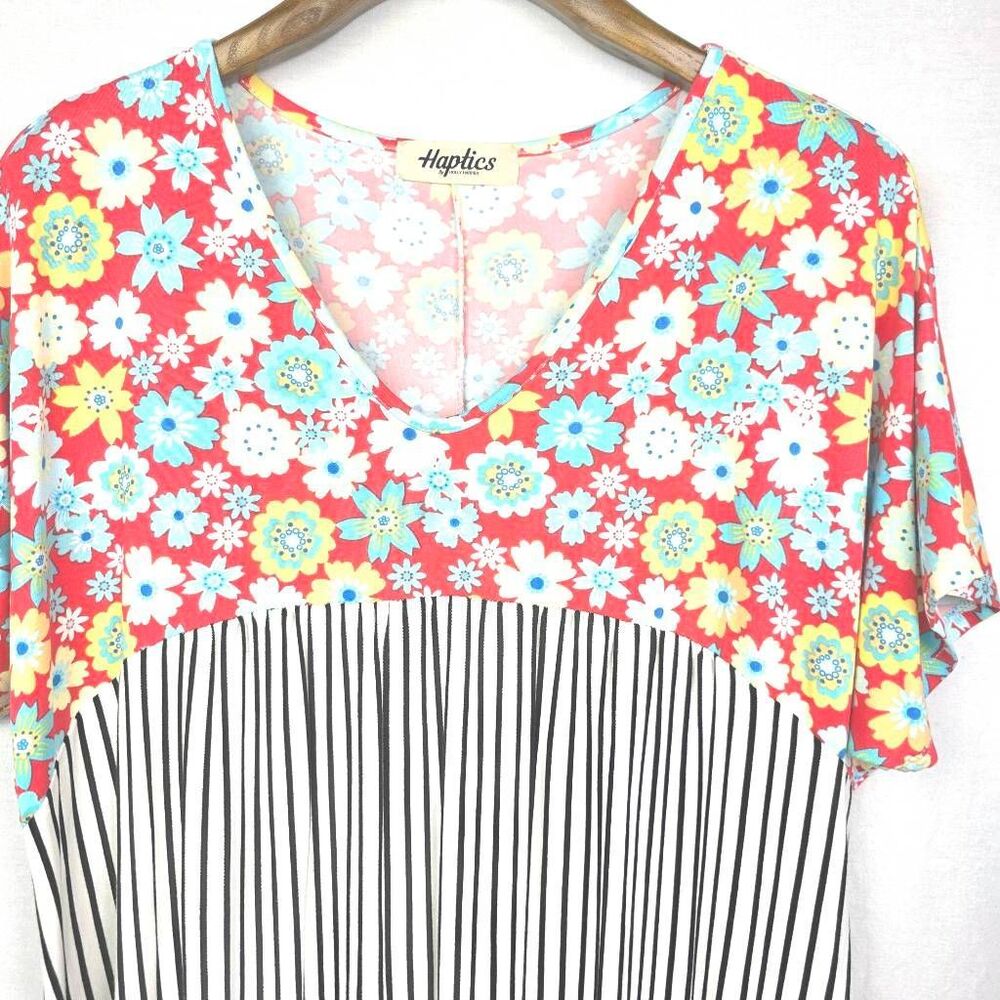 Haptics Floral Stripe Colorblock Top L - Picture 6 of 8